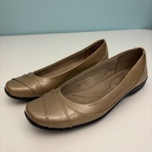 Life Stride Womens Flats 8.5 M Soft System Tan Patent Faux Leather Slip-on